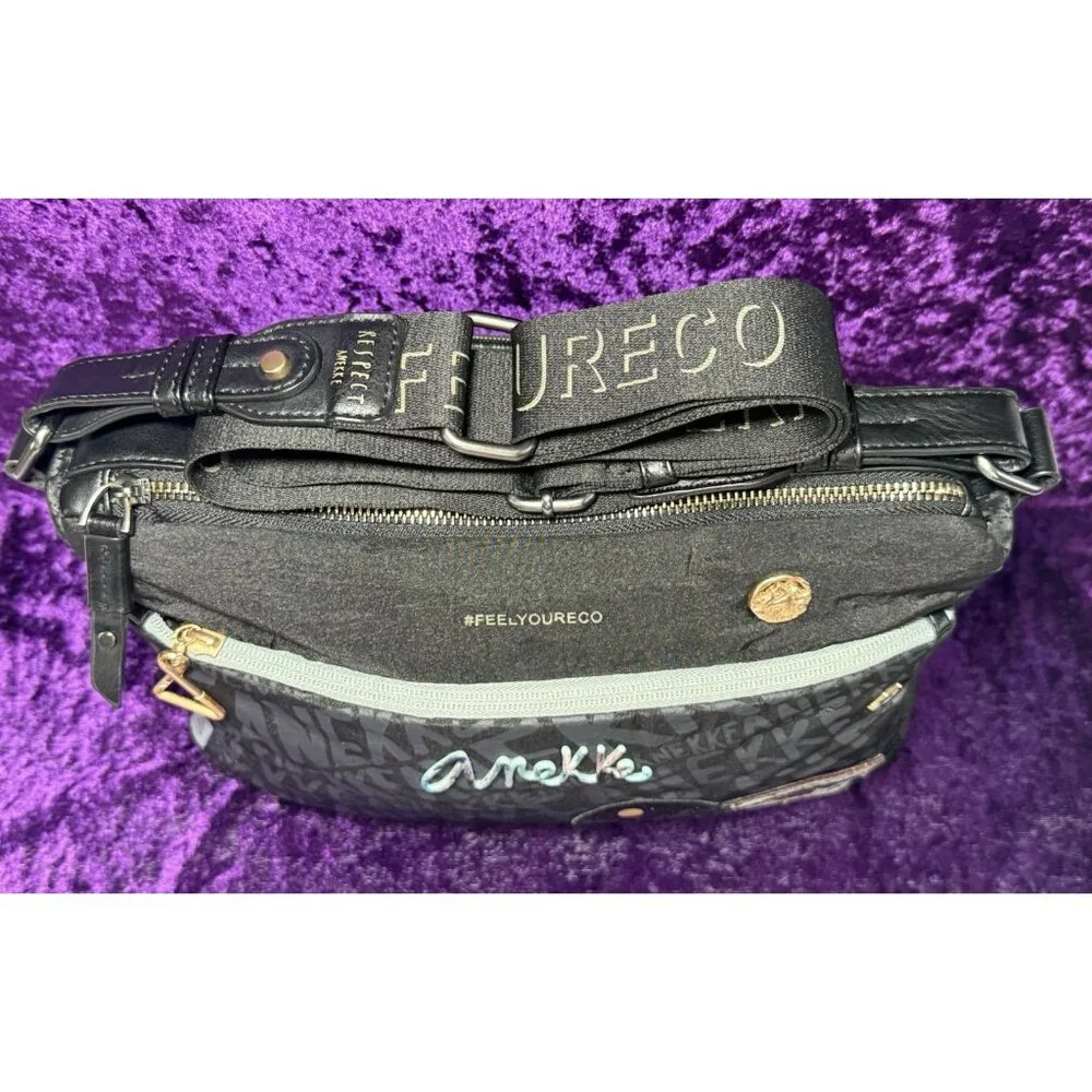 ANEKKE Shoulder Bag Nature Woods Black Eco‎ Recycled Canada Map Crossbody